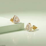 0.80 Carat Spark Trigon Solitaire Lab Diamond Studs 14K Yellow Gold