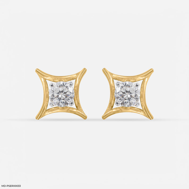 0.35 Carat Golden Axis Earrings 14K Yellow Gold