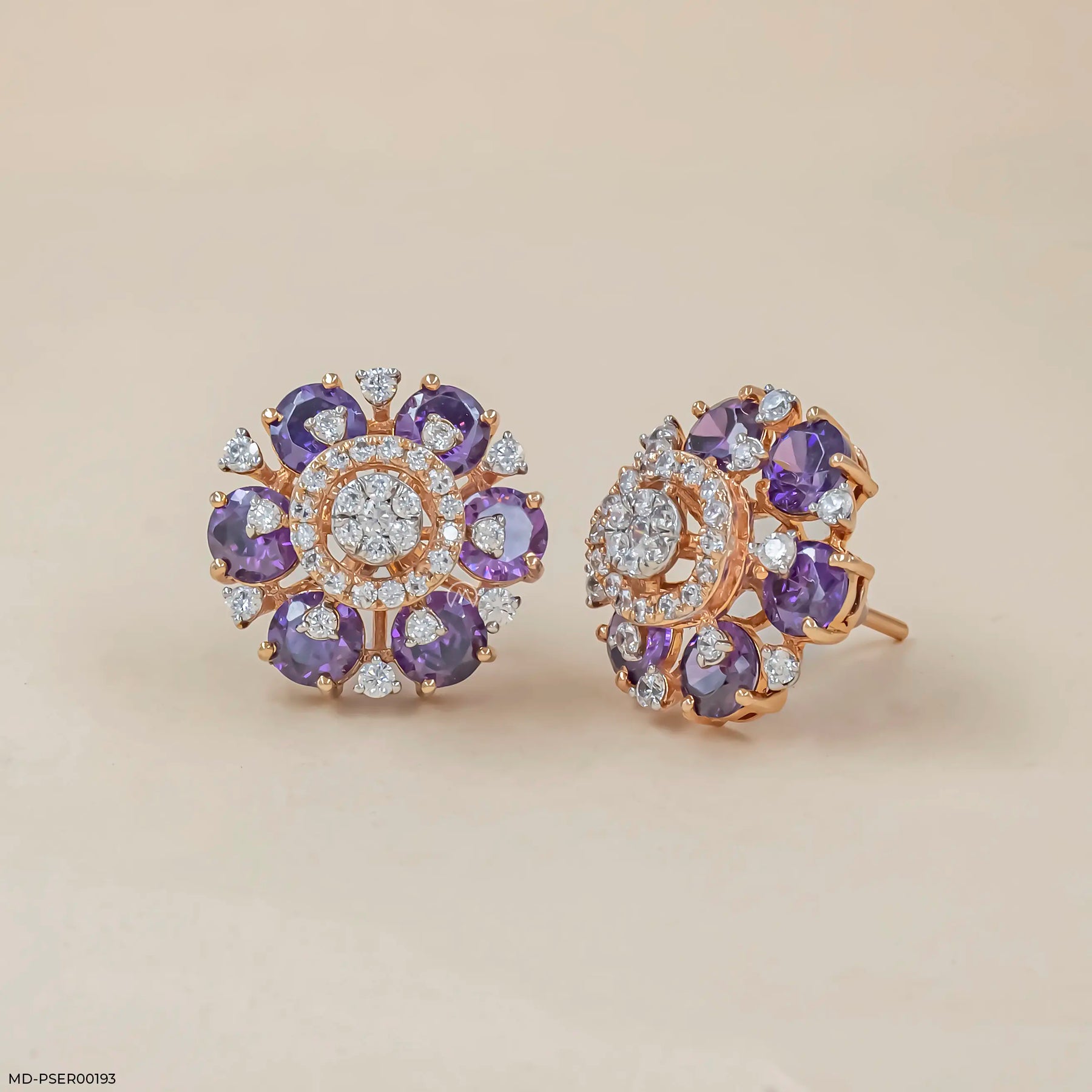 Harita Emerald Halo Diamond Earrings 9K Yellow Gold