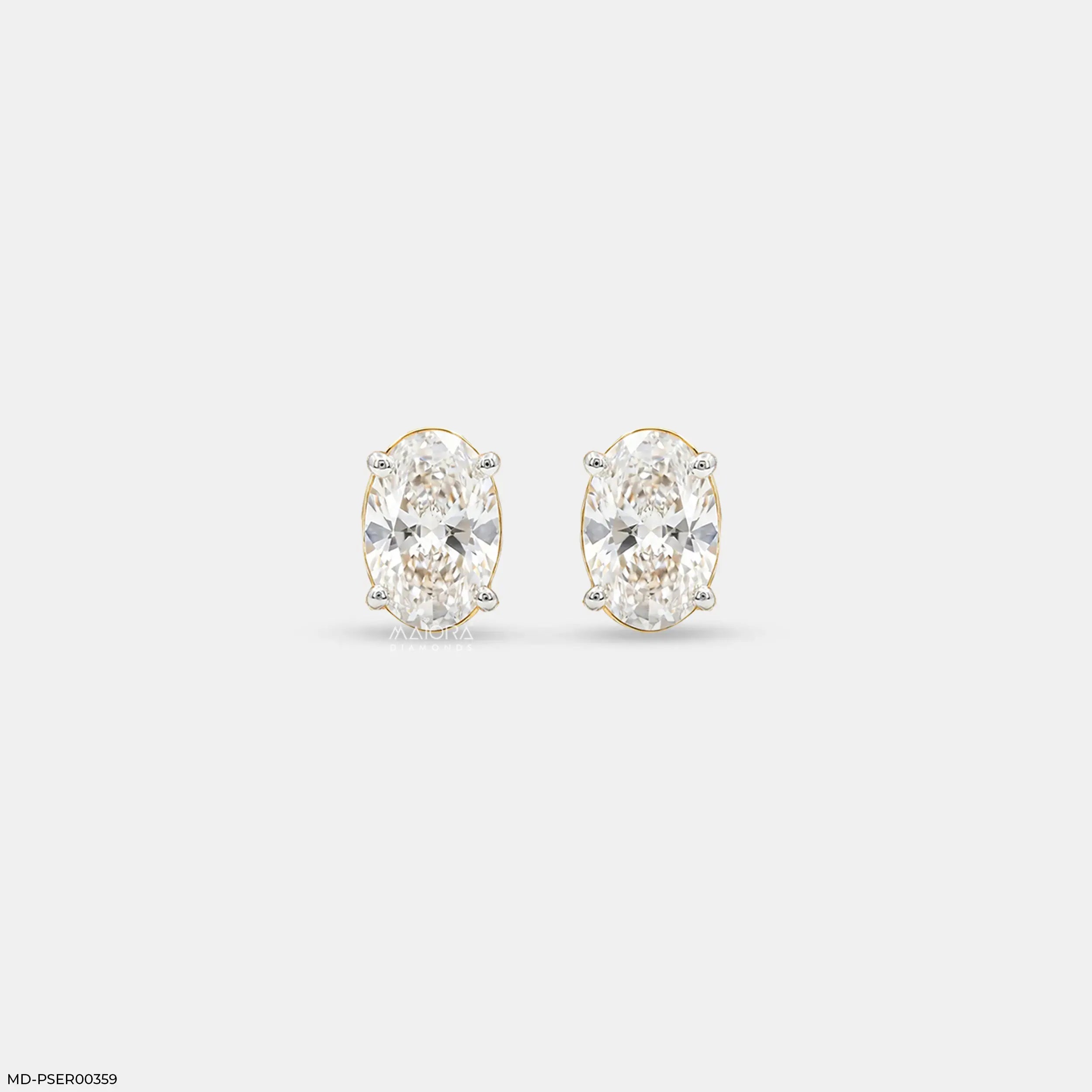 Delicate Hexagon Oval Solitaire Diamond Earrings