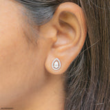 1 Carat Rose Pear Earrings 14K White Gold