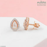 1 Carat Rose Pear Earrings 14K White Gold