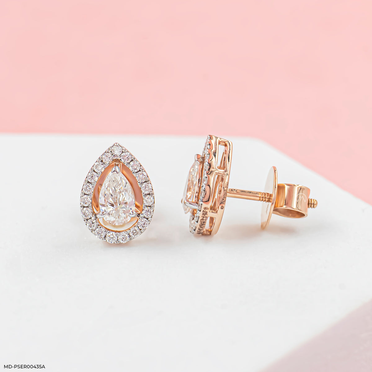 1 Carat Rose Pear Earrings
