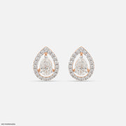 1 Carat Rose Pear Earrings 14K Rose Gold