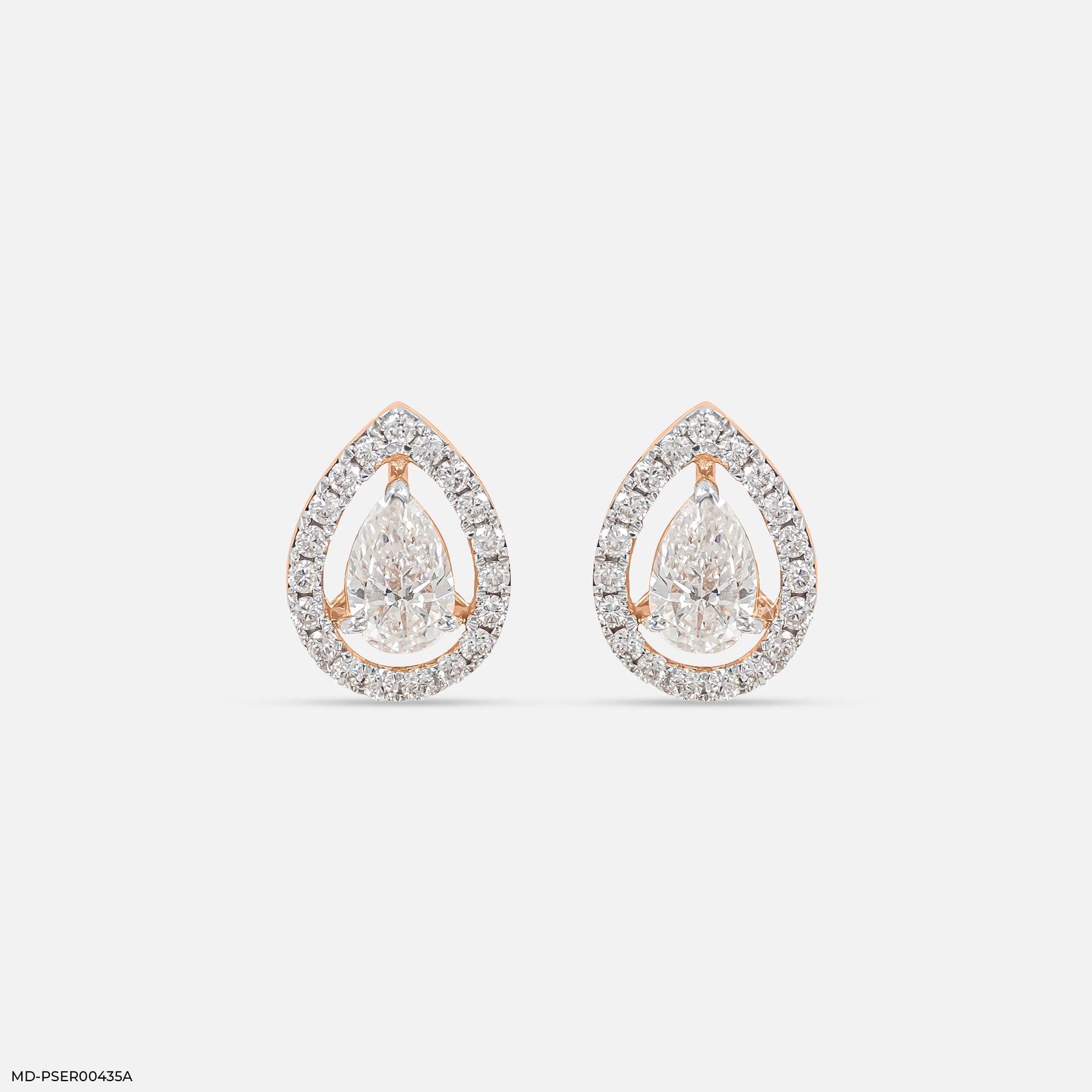1 Carat Rose Pear Earrings 14K White Gold