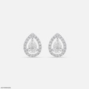 1 Carat Rose Pear Earrings Platinum 950