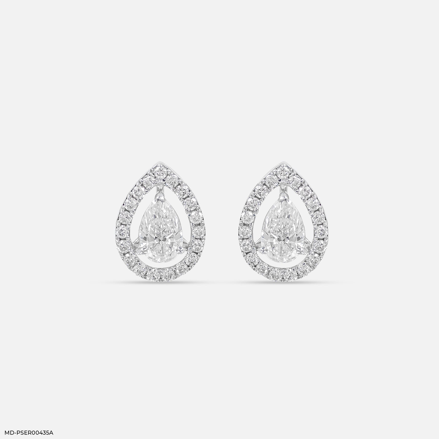1 Carat Rose Pear Earrings 14K White Gold