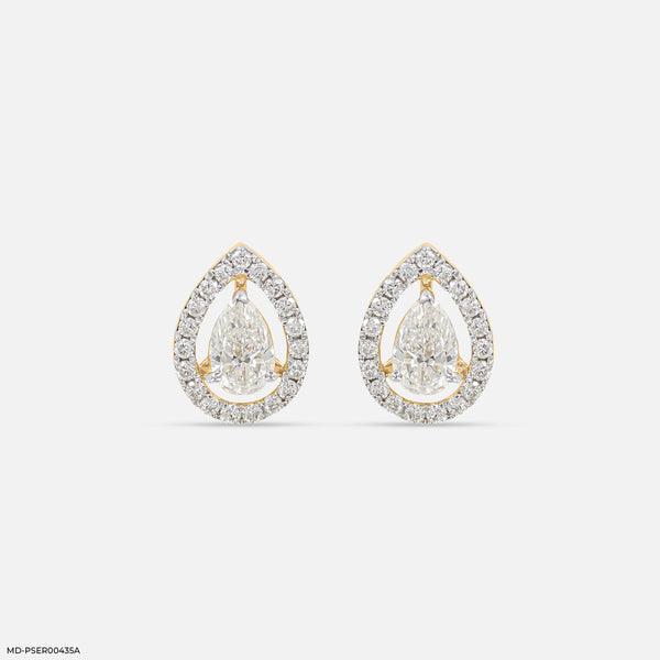 1 Carat Rose Pear Earrings 18K Yellow Gold