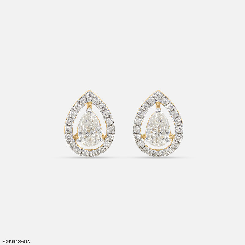 1 Carat Rose Pear Earrings 14K White Gold