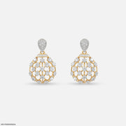 1.55 Carat Gilded Lab Diamond Cage Earrings 9K Yellow Gold