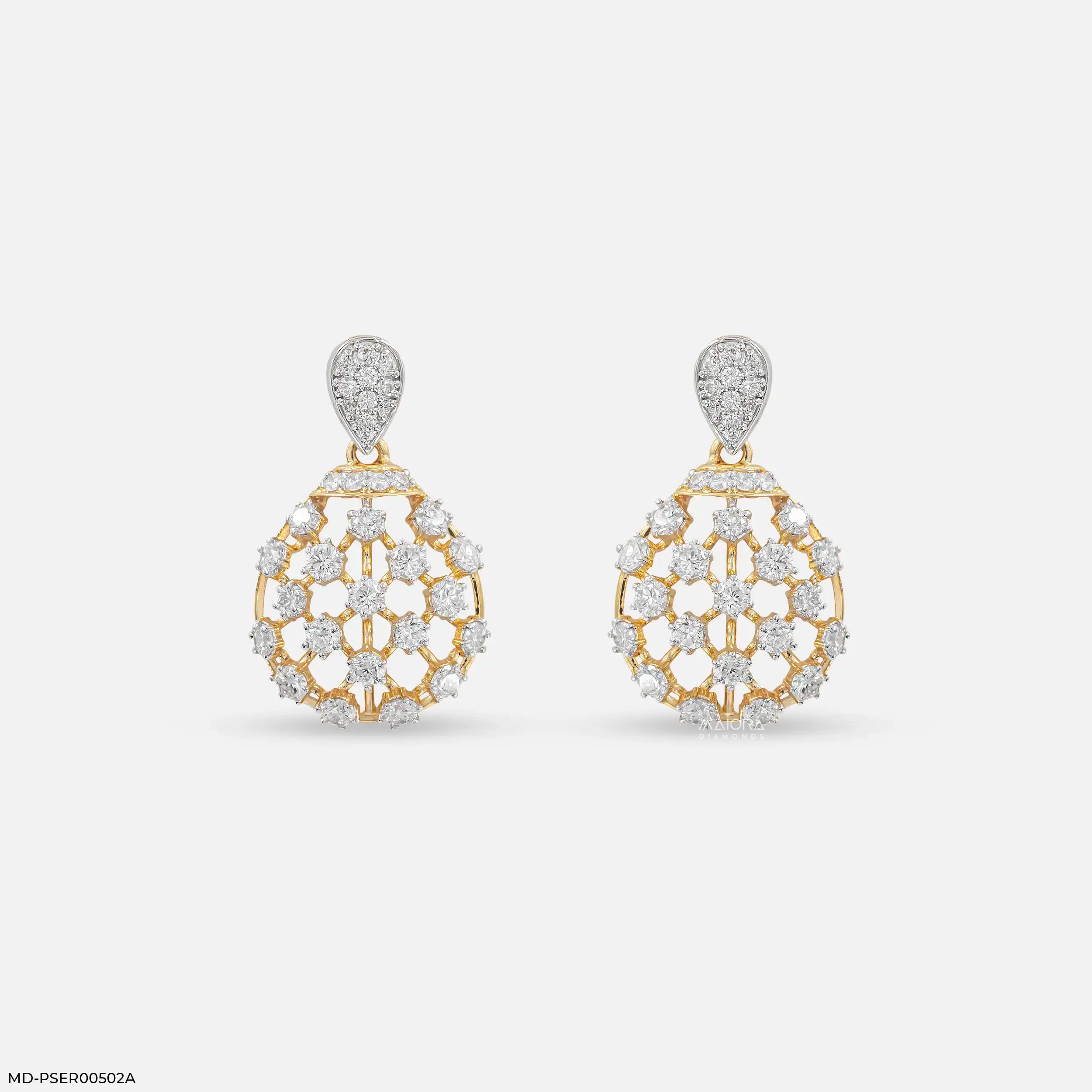 1.55 Carat Gilded Lab Diamond Cage Earring