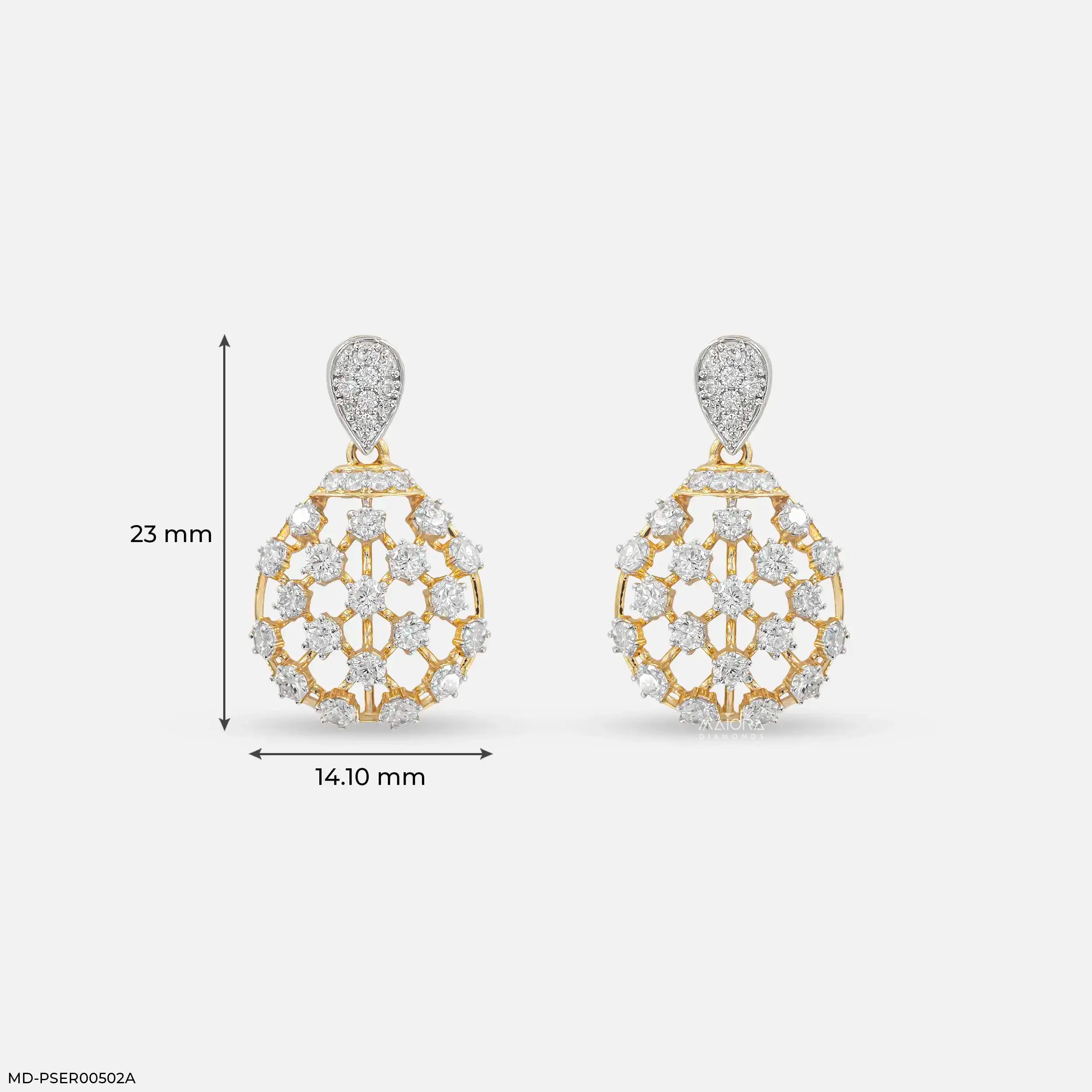 1.55 Carat Gilded Lab Diamond Cage Earrings 9K Yellow Gold