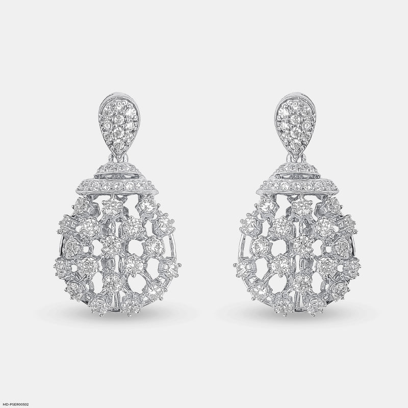 Crystal Web Earrings 14K Yellow Gold