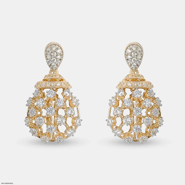 Crystal Web Earrings 14K Yellow Gold