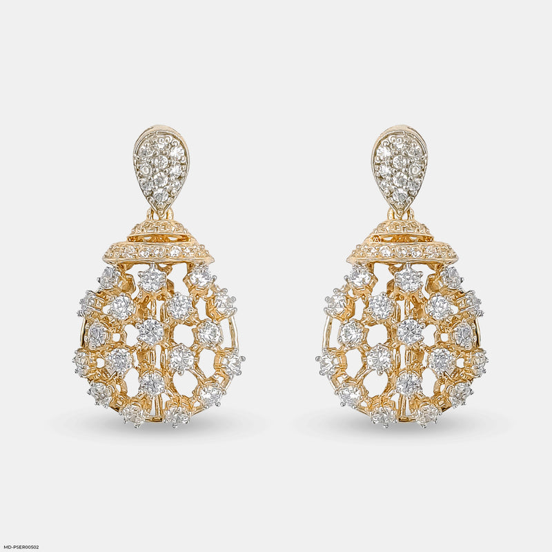 Crystal Web Earrings 14K Yellow Gold