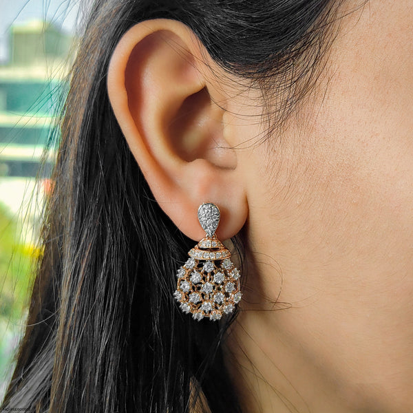 Crystal Web Earrings 14K Yellow Gold