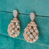 Crystal Web Earrings 14K Yellow Gold