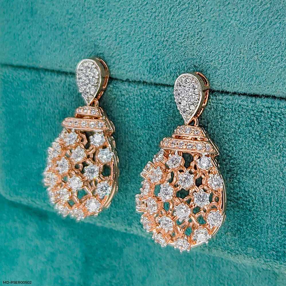 Crystal Web Earrings 14K Rose Gold