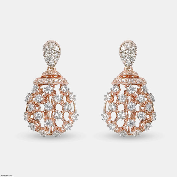 Crystal Web Earrings 14K Rose Gold