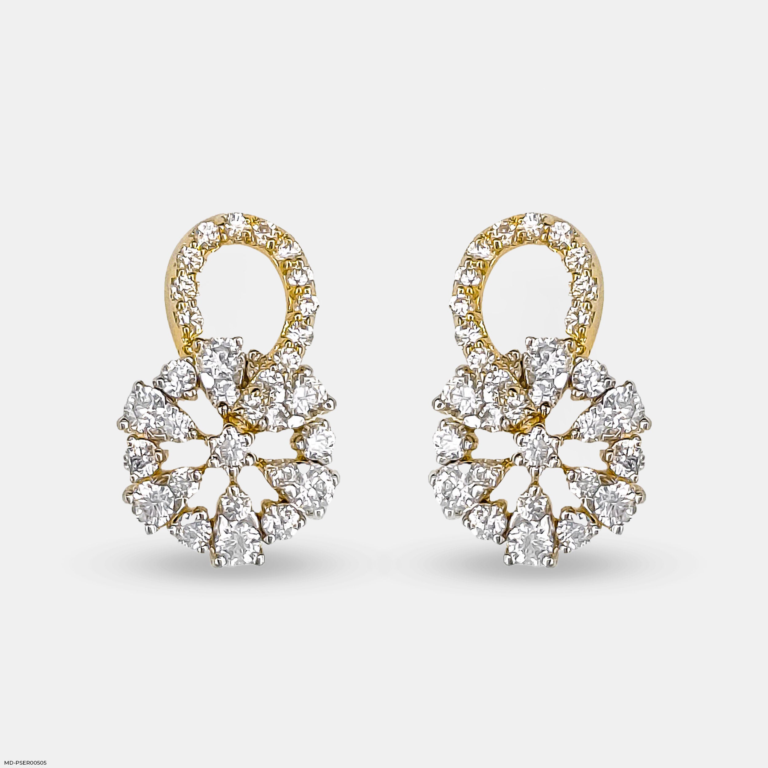 Floral Spark Earrings 9K Yellow Gold
