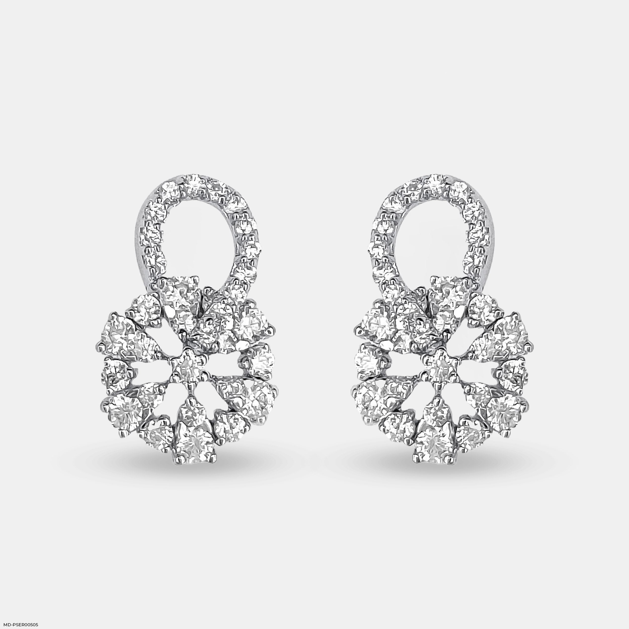 Floral Spark Earrings 18K White Gold