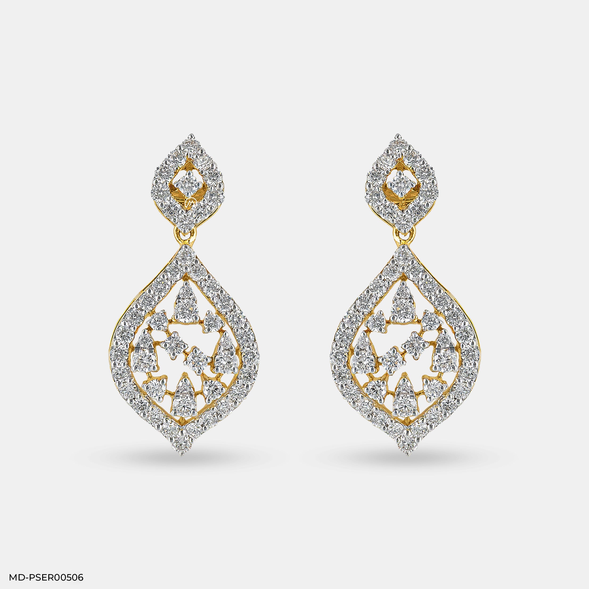 Diamond Petal Earrings 9K Yellow Gold