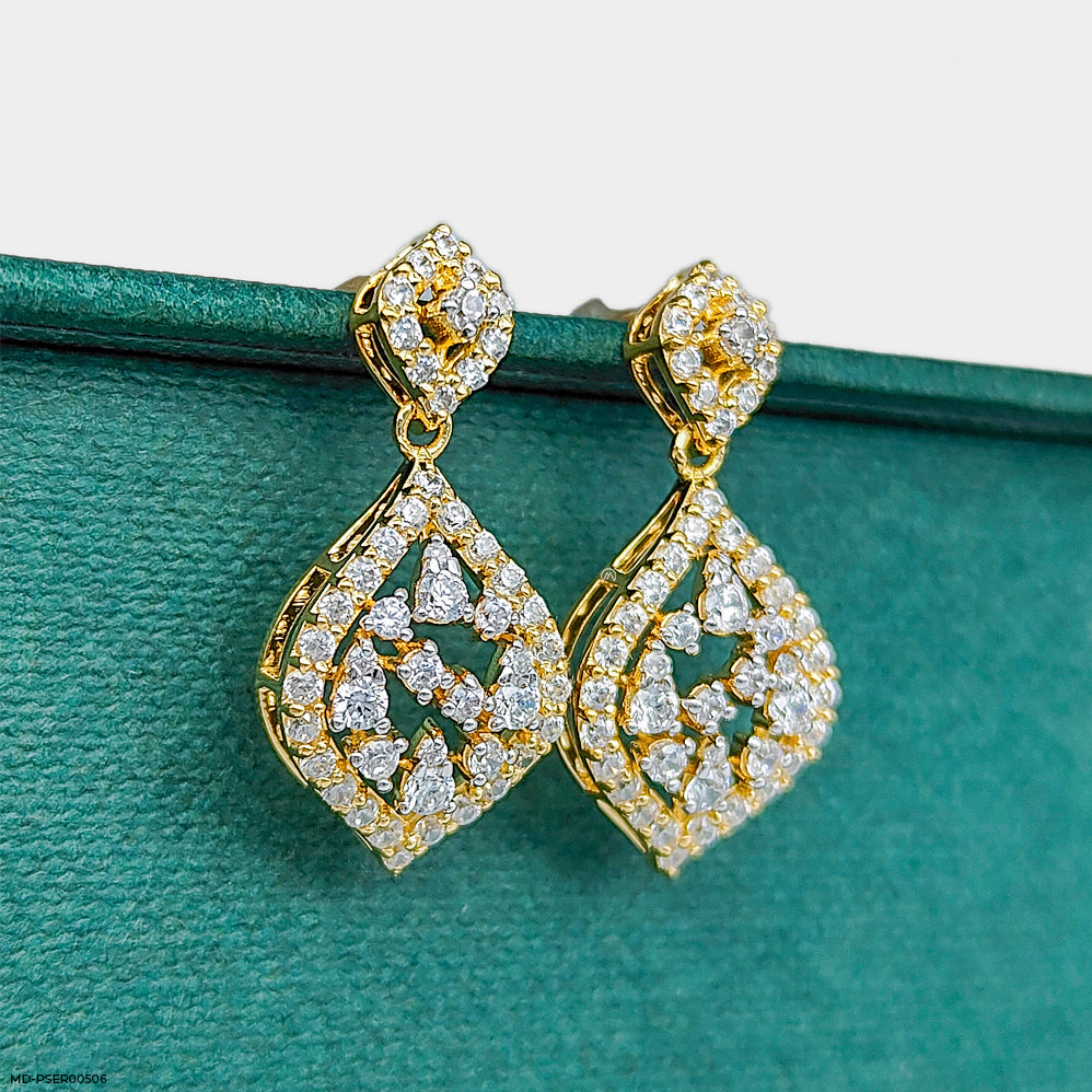 Diamond Petal Earrings 14K White Gold