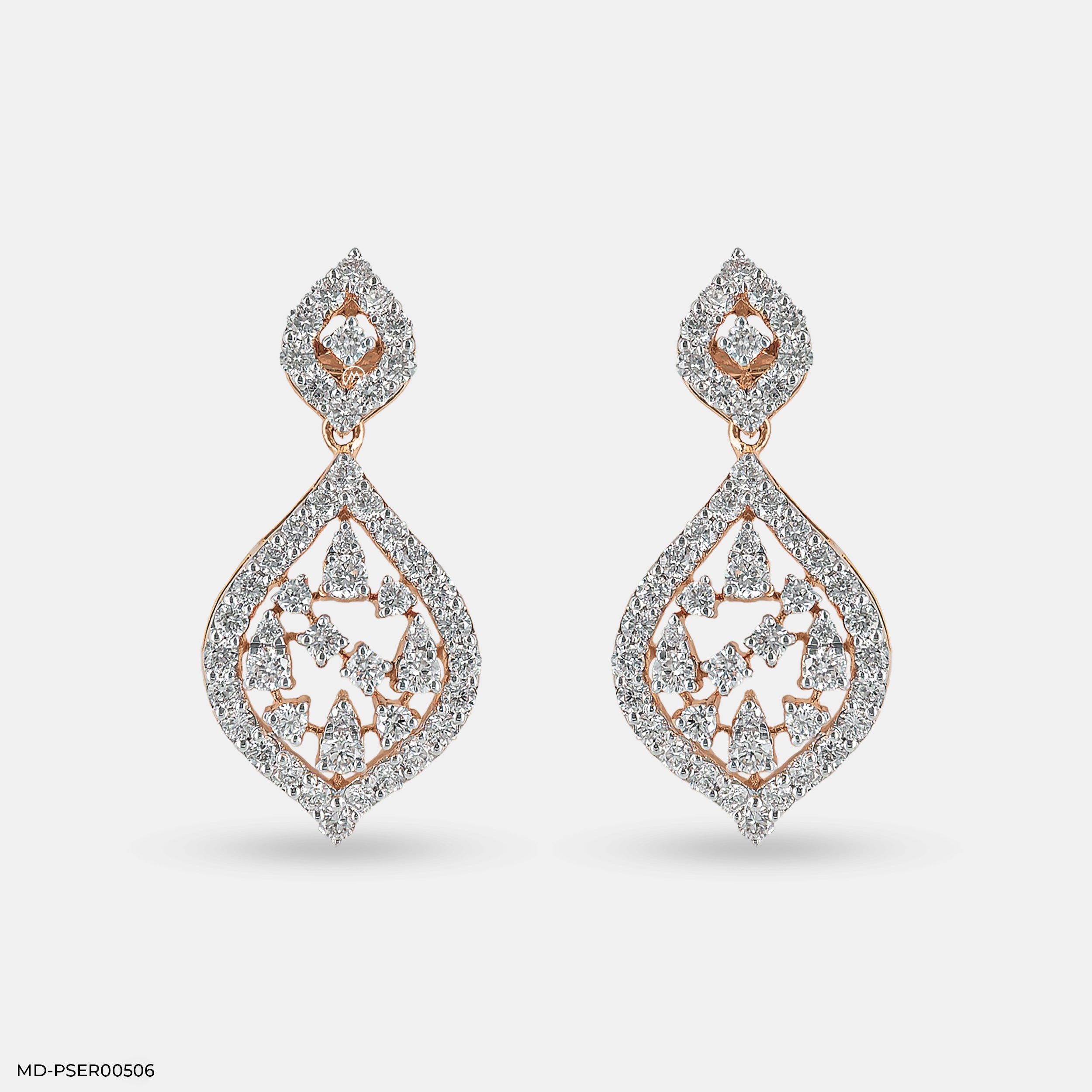 Diamond Petal Earrings 14K Rose Gold