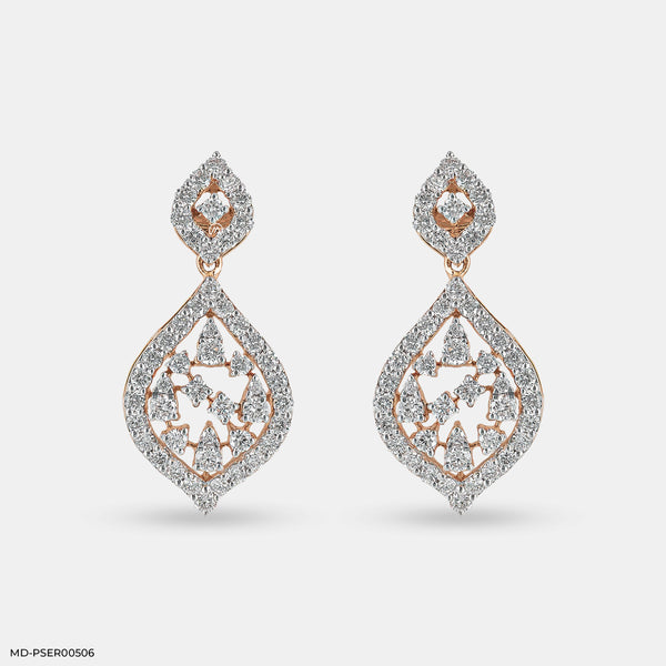 Diamond Petal Earrings 14K Rose Gold