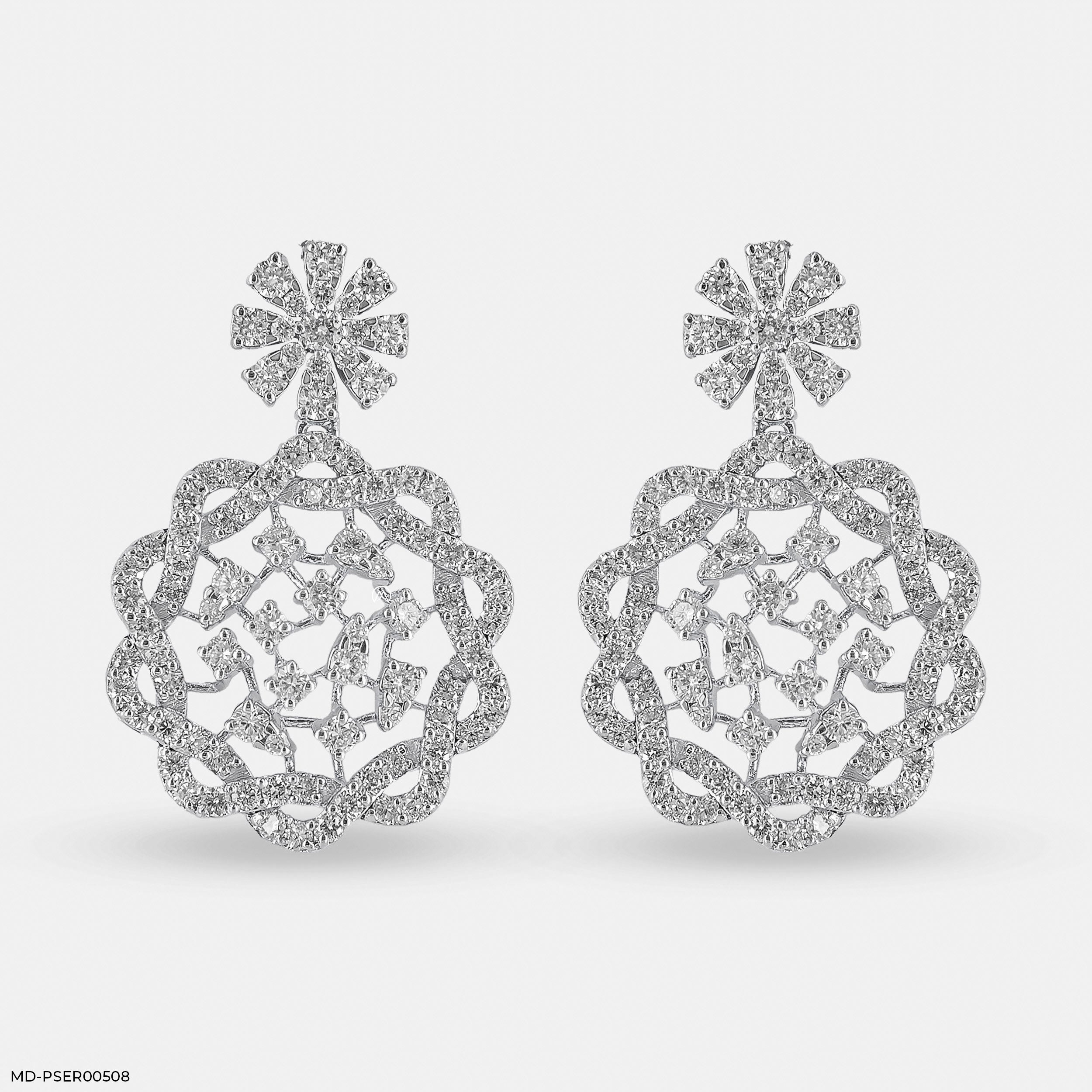 Circular Elegance Earrings 14K White Gold