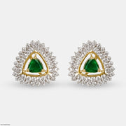 Golden Halo Emeralds Earrings 9K Yellow Gold