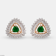 Golden Halo Emeralds Earrings 9K Rose Gold
