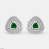 Golden Halo Emeralds Earrings 14K Rose Gold
