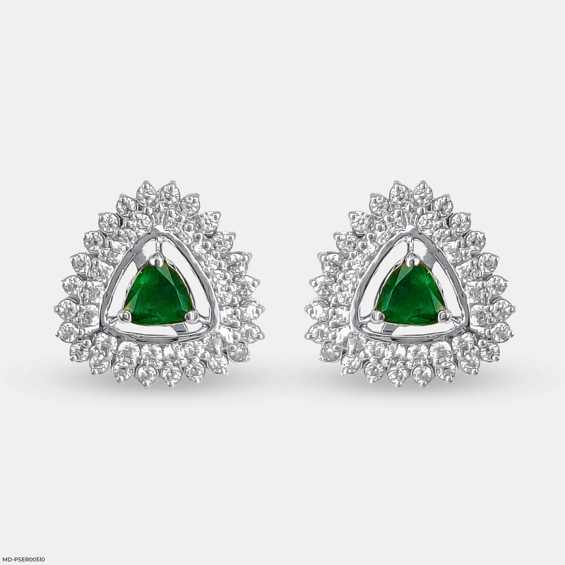 Golden Halo Emeralds Earrings 14K Rose Gold