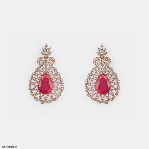 Vivid Crimson Earrings 14K Rose Gold