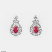 Vivid Crimson Earrings 14K White Gold
