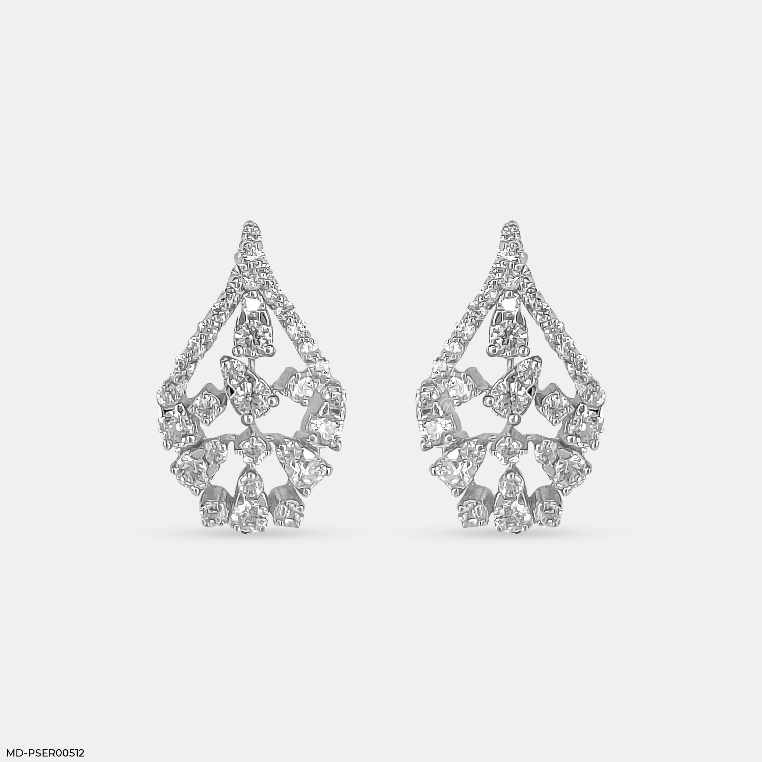 Vine of Sparkles Earrings 14K White Gold