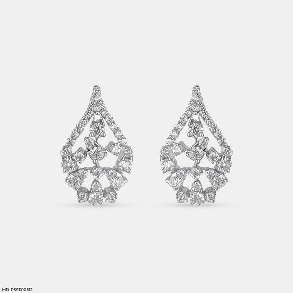 Vine of Sparkles Earrings 14K White Gold