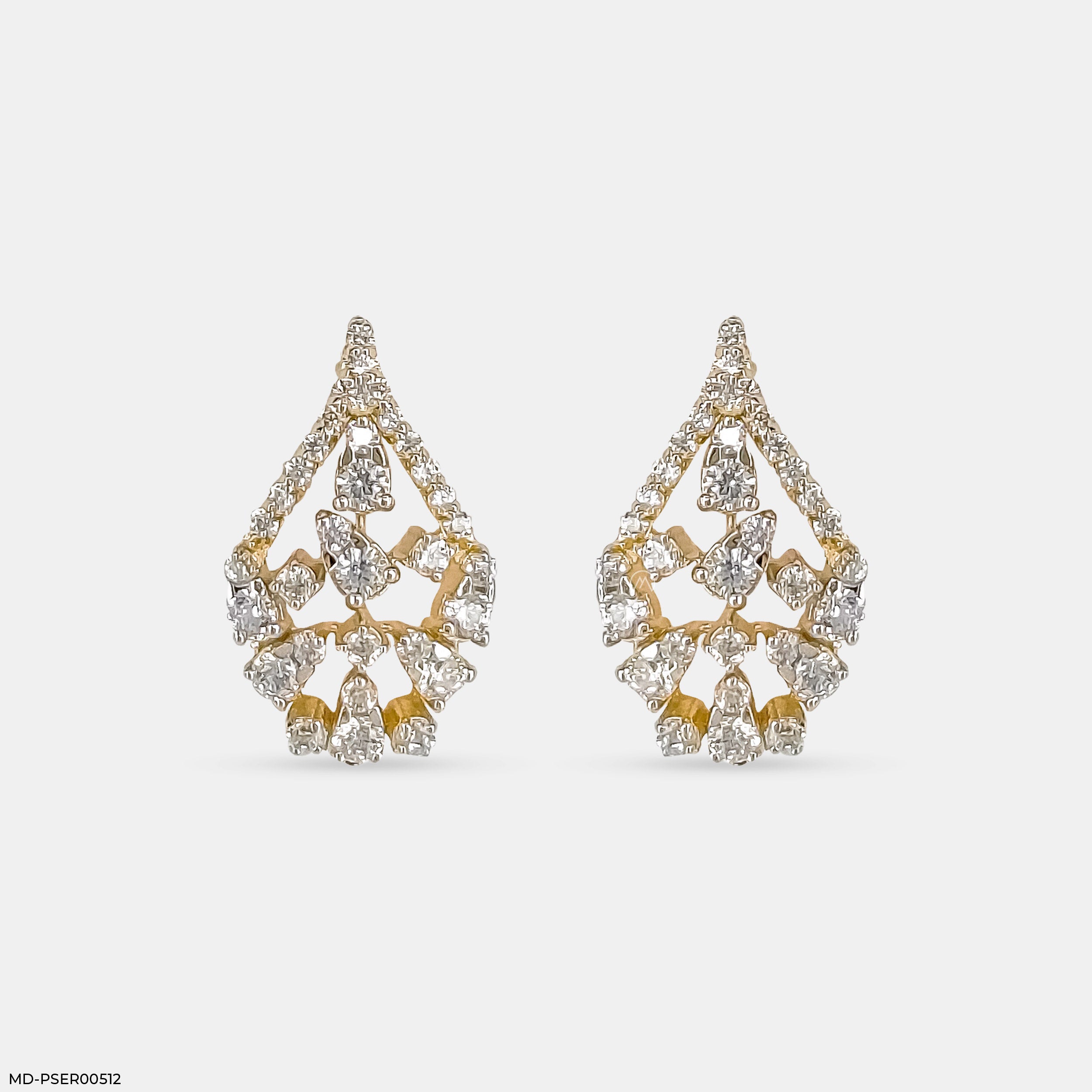 Vine of Sparkles Earrings 14K Yellow Gold
