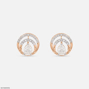 Dual Arc Solitaire Diamond Earrings 9K Rose Gold