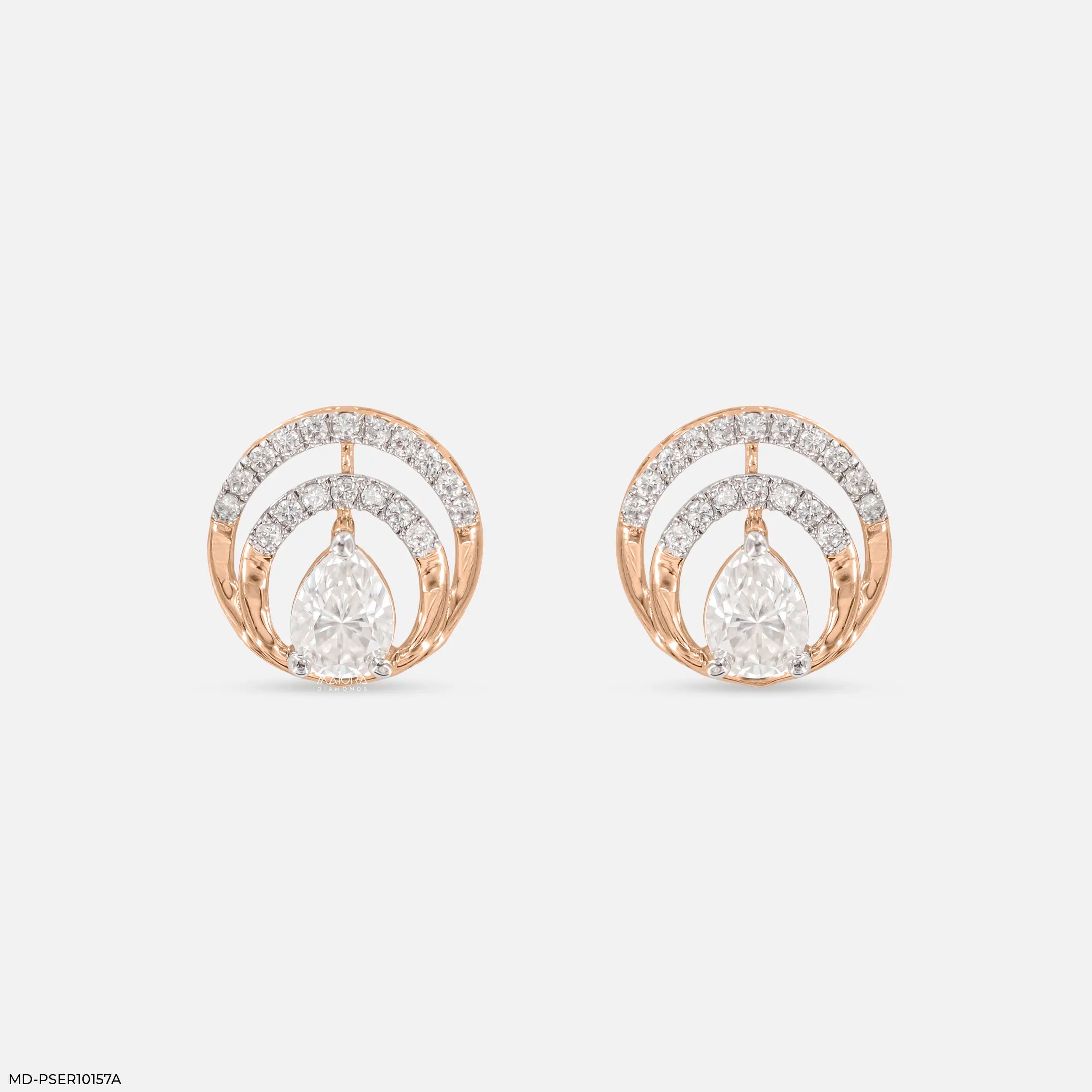 Dual Arc Solitaire Diamond Earrings 9K Rose Gold