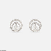 Dual Arc Solitaire Diamond Earrings 14K White Gold