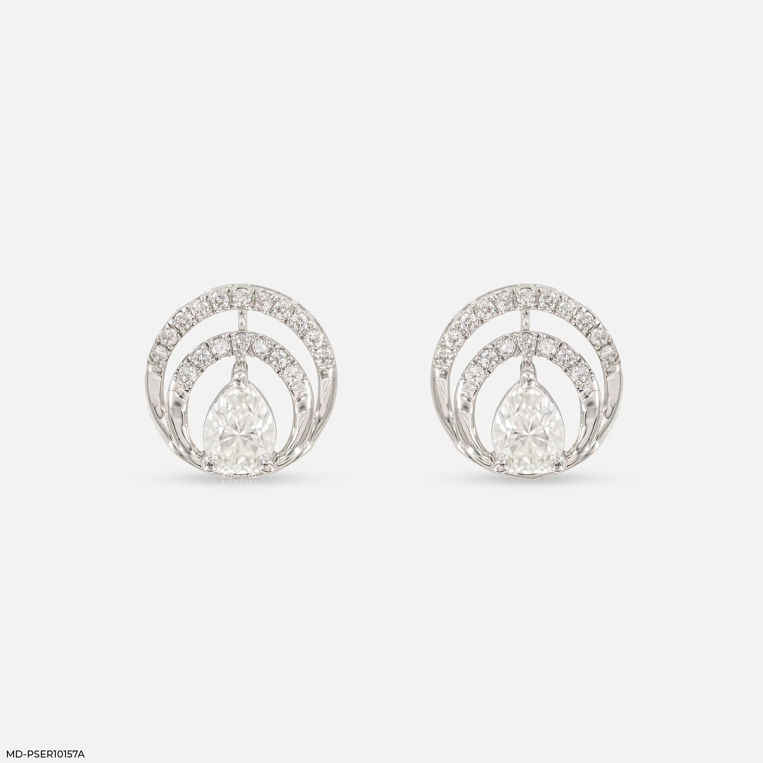 Dual Arc Solitaire Diamond Earrings 9K White Gold