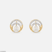 Dual Arc Solitaire Diamond Earrings 9K Yellow Gold