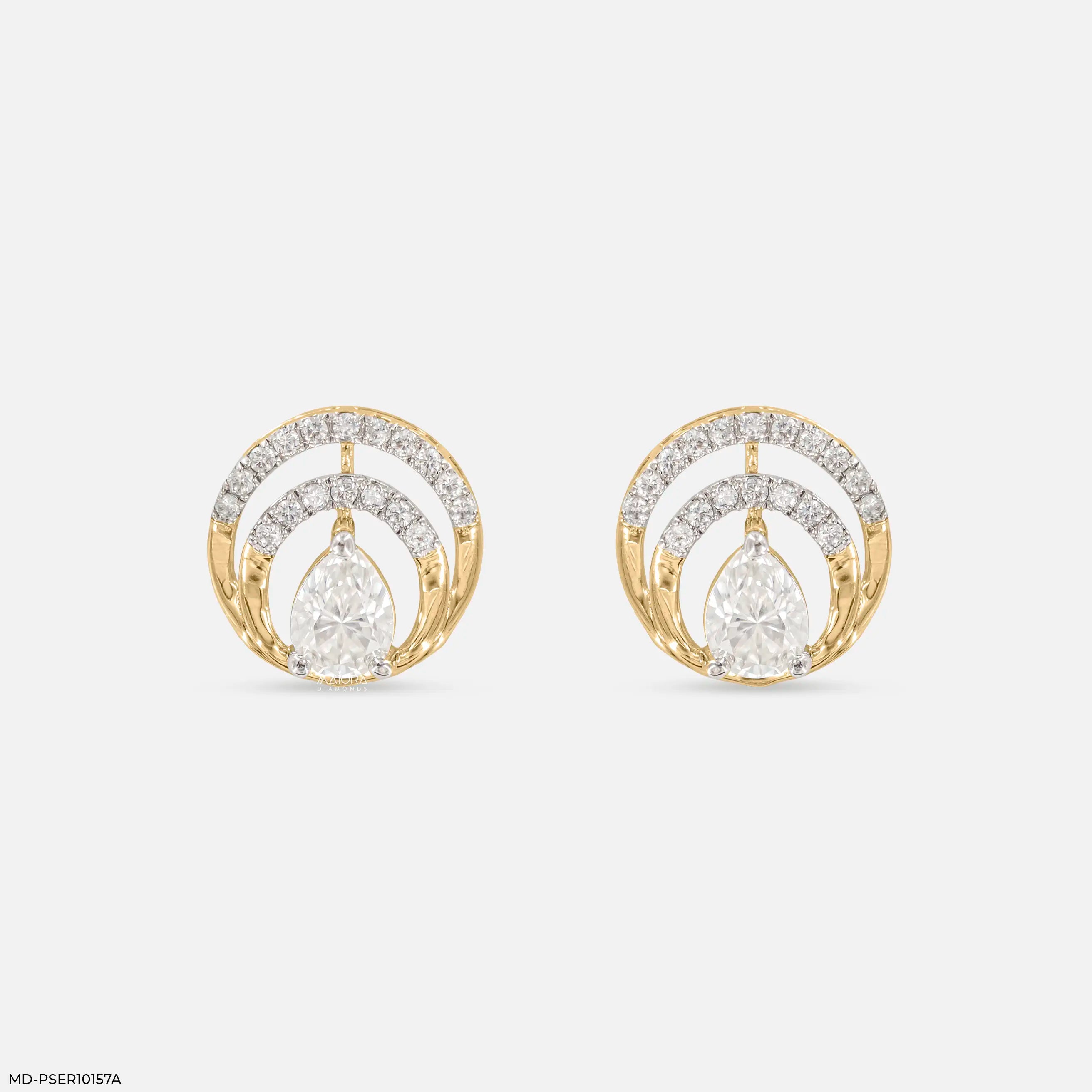 Dual Arc Solitaire Diamond Earrings 9K Rose Gold