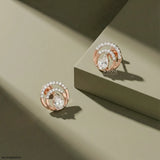 Dual Arc Solitaire Diamond Earrings 9K White Gold