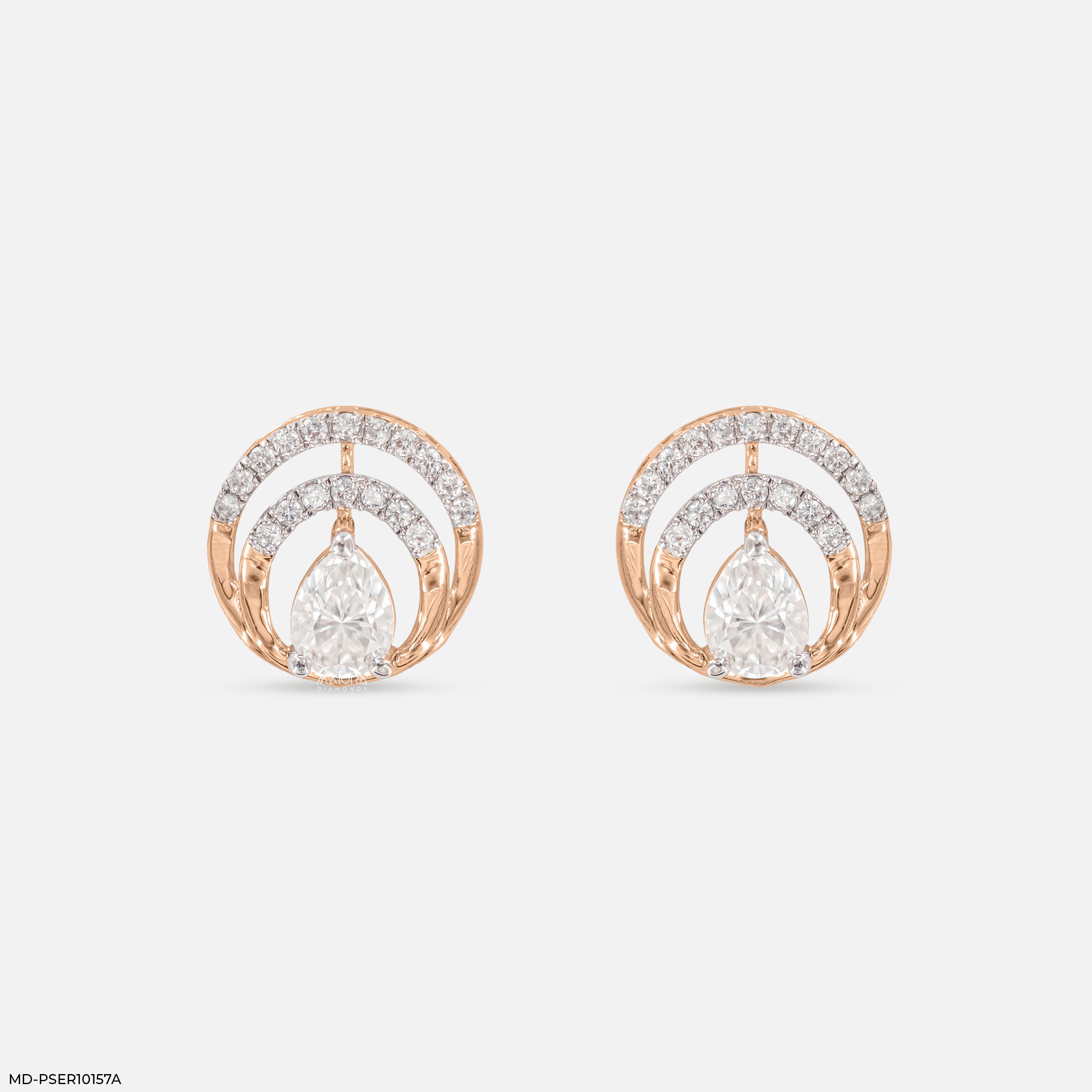 Dual Arc Solitaire Diamond Earrings