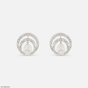 Dual Arc Solitaire Diamond Earrings