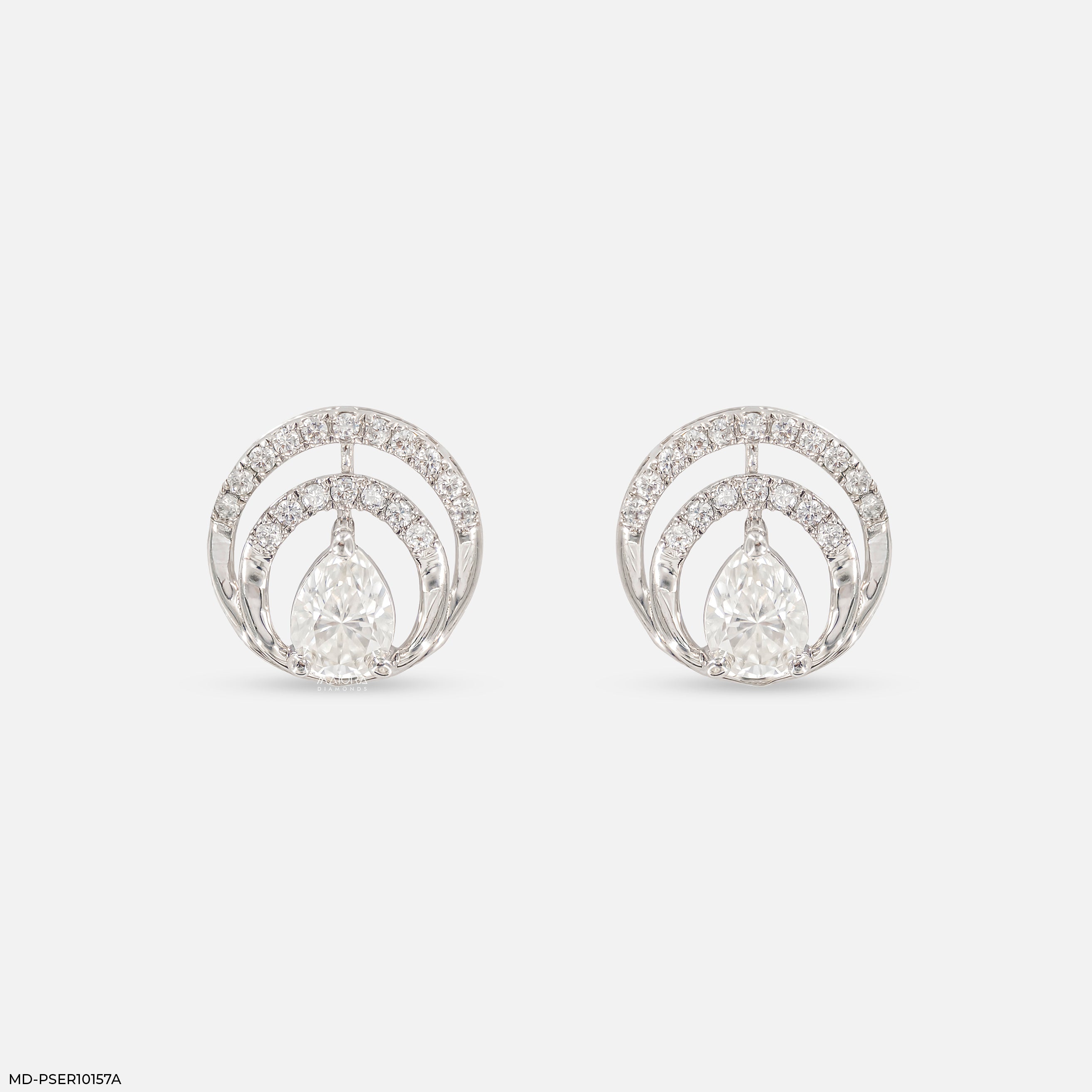 Dual Arc Solitaire Diamond Earrings
