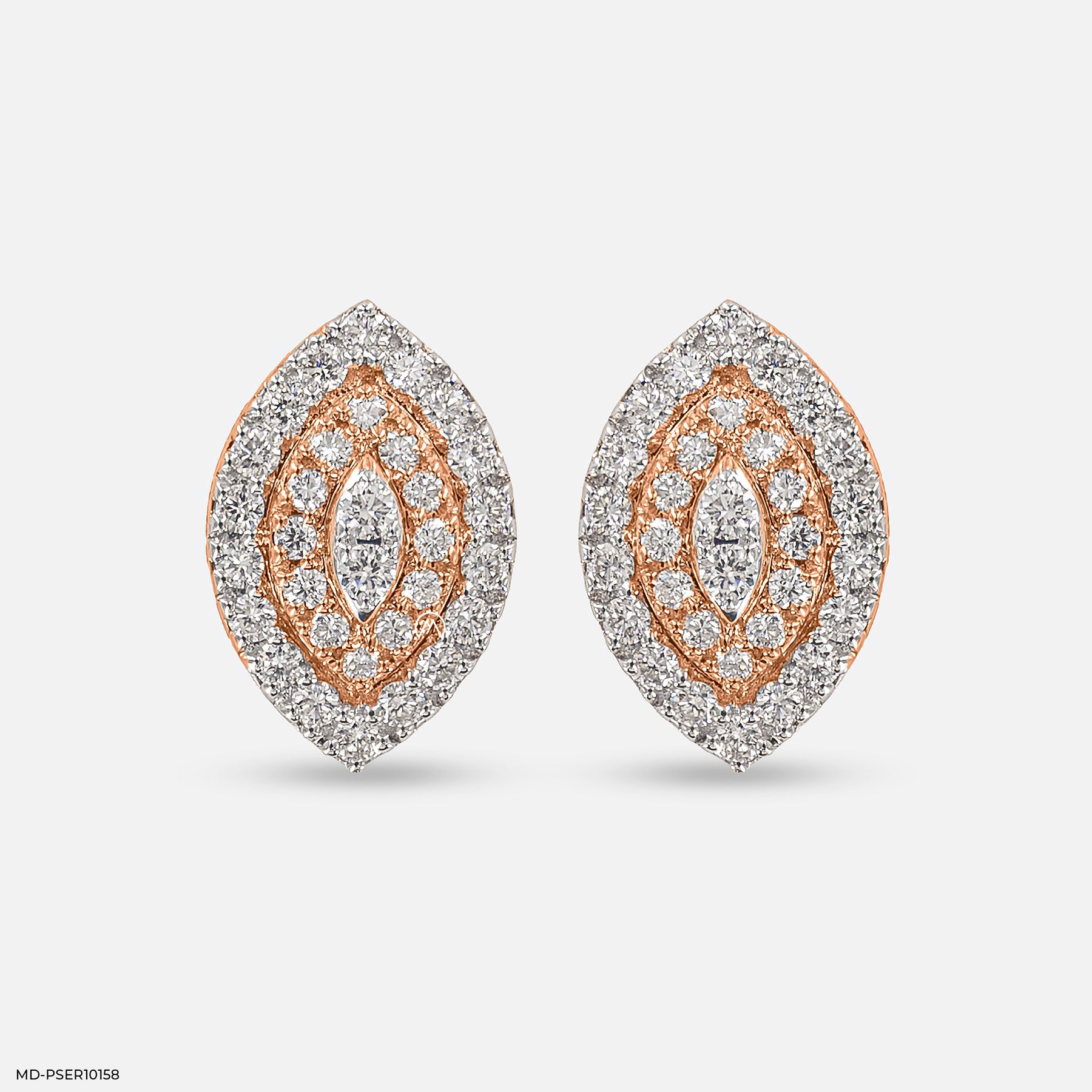 0.75 Carat Cluster Double Halo Lab Diamond Earrings 14K Rose Gold